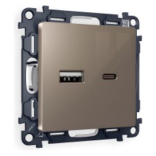 Розетка 2хUSB type A и C без рамки Ambrella Volt Quant MA641010