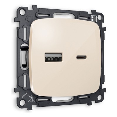 Розетка 2хUSB type A и C без рамки Ambrella Volt Quant MO311010