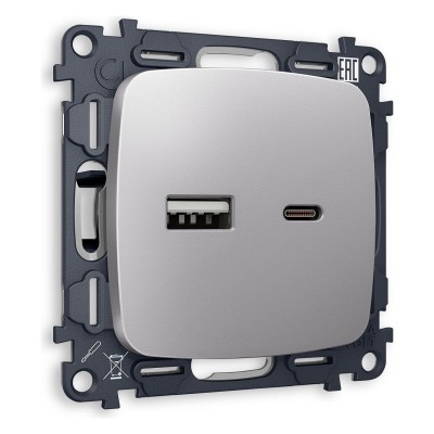 Розетка 2хUSB type A и C без рамки Ambrella Volt Quant MO511010