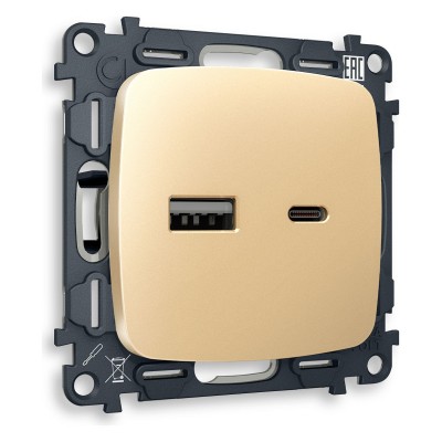 Розетка 2хUSB type A и C без рамки Ambrella Volt Quant MO611010