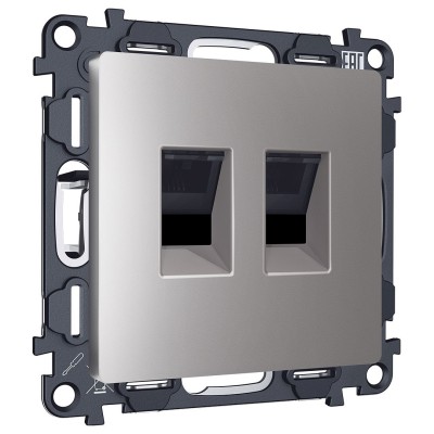 Розетка двойная Ethernet RJ-45 и со шторками, без рамки Ambrella Volt ALFA MA512110