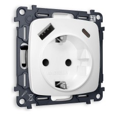 Розетка с заземлением и 2хUSB type A и C, без рамки Ambrella Volt Quant MO130010