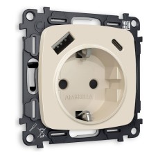 Розетка с заземлением и 2хUSB type A и C, без рамки Ambrella Volt Quant MO330010