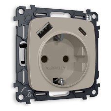 Розетка с заземлением и 2хUSB type A и C, без рамки Ambrella Volt Quant MO370010