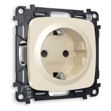 Розетка с заземлением и со шторкой, без рамки Ambrella Volt OMEGA MO307010