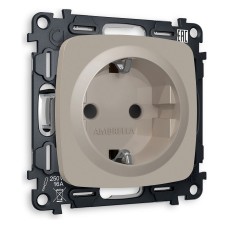 Розетка с заземлением и со шторкой, без рамки Ambrella Volt OMEGA MO367010