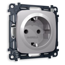 Розетка с заземлением и со шторкой, без рамки Ambrella Volt OMEGA MO507010