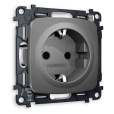 Розетка с заземлением и со шторкой, без рамки Ambrella Volt OMEGA MO657010