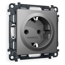 Розетка с заземлением и со шторкой, без рамки Ambrella Volt Quant MA657010