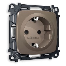 Розетка с заземлением и со шторкой, без рамки Ambrella Volt Quant MO637010