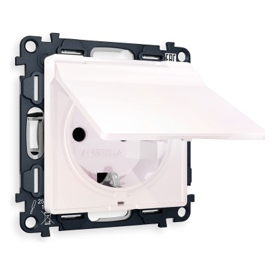 Розетка с заземлением и со шторкой, без рамки с крышкой Ambrella Volt Quant MA208010