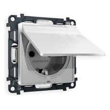 Розетка с заземлением и со шторкой, без рамки с крышкой Ambrella Volt Quant MA408010