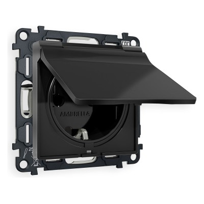 Розетка с заземлением и со шторкой, без рамки с крышкой Ambrella Volt Quant MA808010