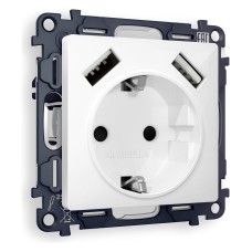 Розетка с заземлением и со шторкой и 2хUSB type A, без рамки Ambrella Volt Quant MA109010