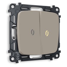 Выключатель двухклавишный с подсветкой без рамки Ambrella Volt Quant MO364010