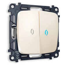 Выключатель проходной двухклавишный с подсветкой без рамки Ambrella Volt Quant MO304040