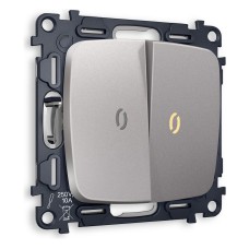 Выключатель проходной двухклавишный с подсветкой без рамки Ambrella Volt Quant MO504030