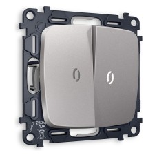 Выключатель проходной двухклавишный с подсветкой без рамки Ambrella Volt Quant MO504035
