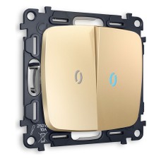 Выключатель проходной двухклавишный с подсветкой без рамки Ambrella Volt Quant MO604040