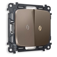 Выключатель проходной двухклавишный с подсветкой без рамки Ambrella Volt Quant MO634030