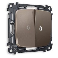 Выключатель проходной двухклавишный с подсветкой без рамки Ambrella Volt Quant MO634035