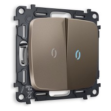 Выключатель проходной двухклавишный с подсветкой без рамки Ambrella Volt Quant MO634040