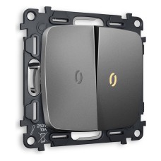 Выключатель проходной двухклавишный с подсветкой без рамки Ambrella Volt Quant MO654030