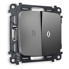 Выключатель проходной двухклавишный с подсветкой без рамки Ambrella Volt Quant MO654035