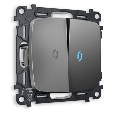 Выключатель проходной двухклавишный с подсветкой без рамки Ambrella Volt Quant MO654040