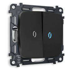 Выключатель проходной двухклавишный с подсветкой без рамки Ambrella Volt Quant MO804040