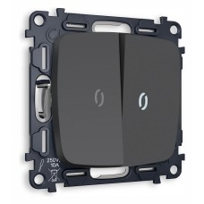 Выключатель проходной двухклавишный с подсветкой без рамки Ambrella Volt Quant MO904035