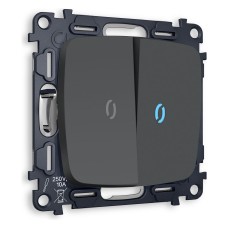 Выключатель проходной двухклавишный с подсветкой без рамки Ambrella Volt Quant MO904040