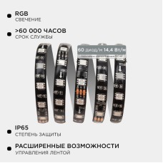 Комплект адресной светодиодной ленты Apeyron 24В 14,4Вт/м smd5050 60д/м IP65 5м RGB (адаптер питания, контроллер) 10-98