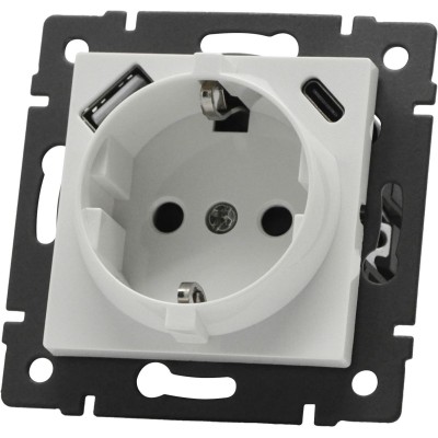 Механизм розетки с быстрой USB зарядкой Arlight SCT-MUAC-PL-WH-V (250V, 16A) 049822