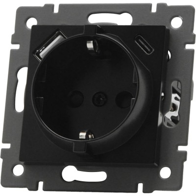 Механизм розетки с USB зарядкой Arlight SCT-MUAC-PL-BK-V (250V, 16A) 049830