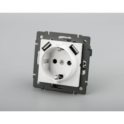 Механизм розетки с USB зарядкой Arlight SCT-MUAA-PL-WH-V (250V, 16A) 049818
