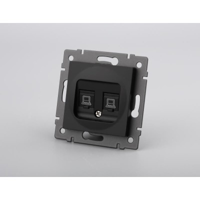 Механизм компьютерной розетки двойной Arlight SCT-MPC2-PL-BK-V (RJ-45, CAT6) 049853