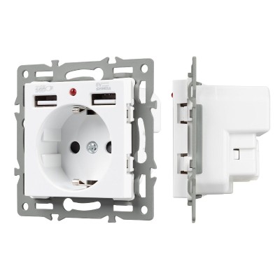 Механизм розетки с USB зарядкой Arlight SCT-MUAA-PL-WH (250V, 16A) 043733