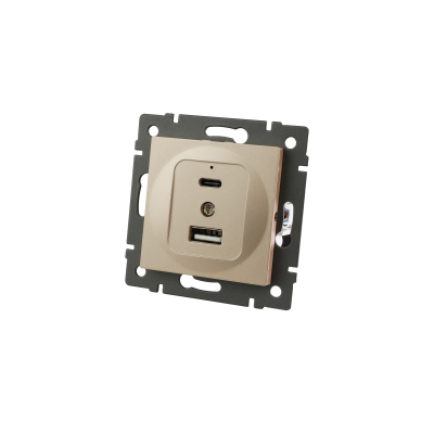 Механизм USB розетки Arlight SCT-MUAC-PL-GD-V (5V, 3A, QC4) 049841