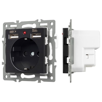 Розетка с заземлением и 2хUSB type A, без рамки Arlight SCT 043734