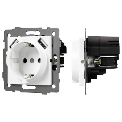 Розетка с заземлением и 2хUSB type A, без рамки Arlight SCT 049818