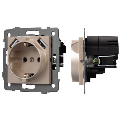 Розетка с заземлением и 2хUSB type A, без рамки Arlight SCT 049821