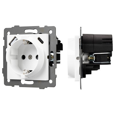 Розетка с заземлением и 2хUSB type A и C, без рамки Arlight SCT 049822