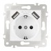 Розетка с заземлением, шторками + USB Arte Milano 203.47-1.white