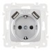 Розетка с заземлением, шторками + 2 USB Arte Milano 205.47-1.silver