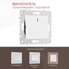 Выключатель одноклавишный с подсветкой Arte Milano 203.31-1.white