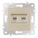 Розетка телефонная RJ11 + компьютерная RJ45 Arte Milano 203.44-1.shampan
