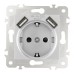 Розетка с заземлением, шторками + USB Arte Milano 203.47-1.silver