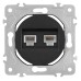 Розетка двойная RJ-11 и Ethernet RJ-45, без рамки Arte Milano am-202 202.44-1.black