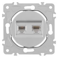 Розетка двойная RJ-11 и Ethernet RJ-45, без рамки Arte Milano am-202 202.44-1.silver